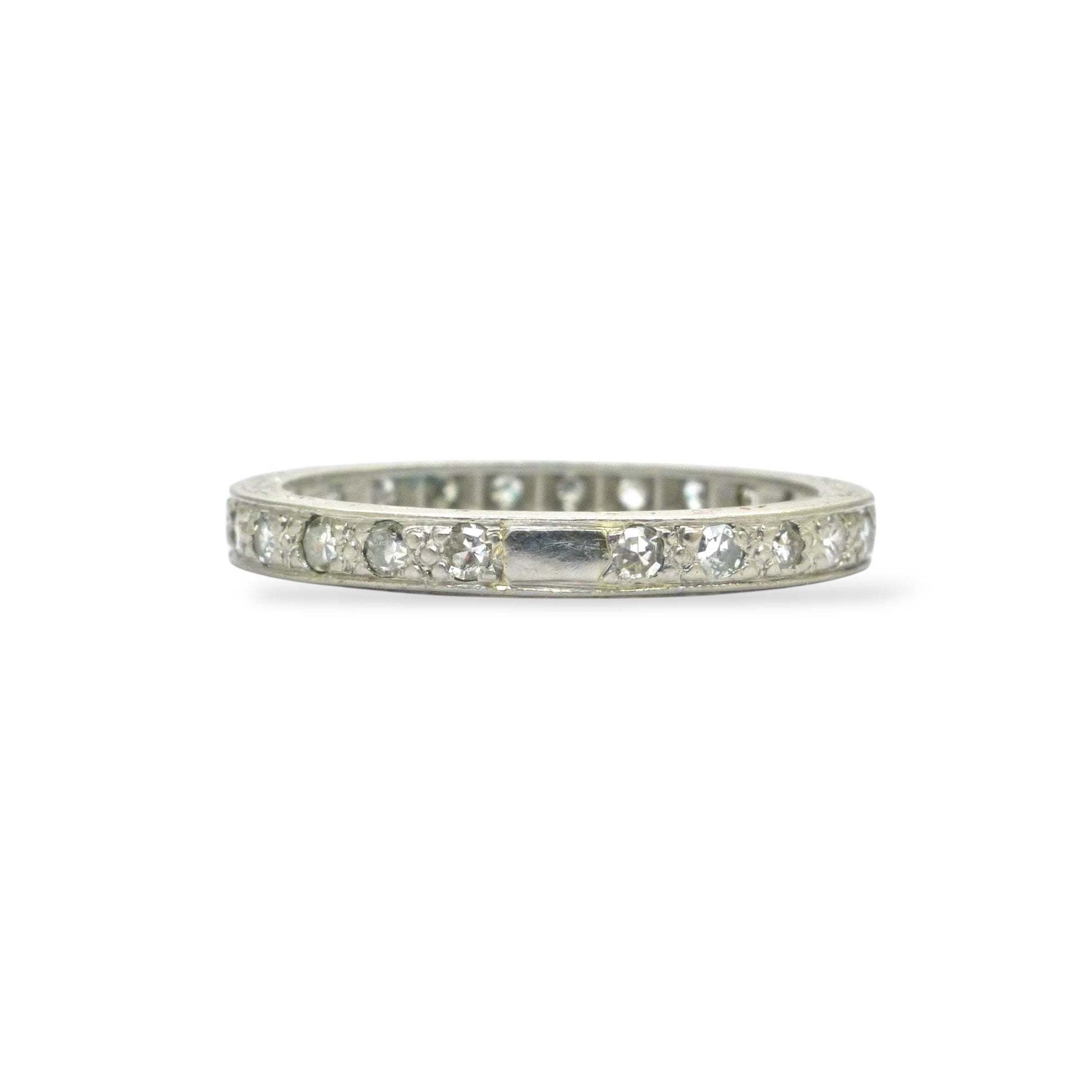 Art Deco Platinum Diamond Eternity Ring - Wedding Band 1920s, Size L 1/2