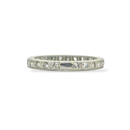 Art Deco Platinum Diamond Eternity Ring - Wedding Band 1920s, Size L 1/2