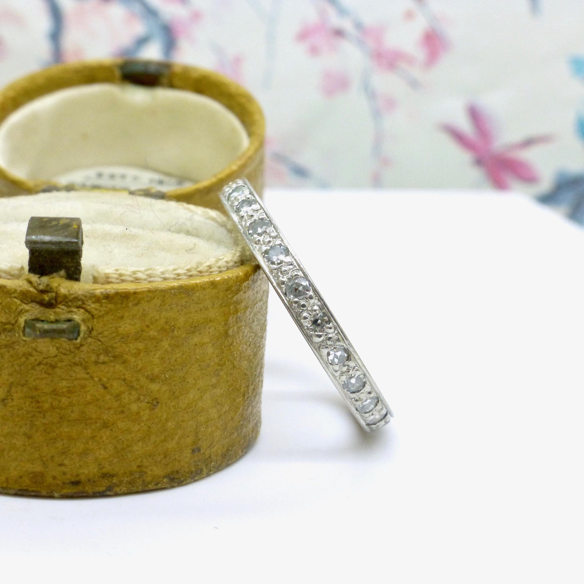 Art Deco Platinum Diamond Eternity Ring - Wedding Band 1920s, Size L 1/2