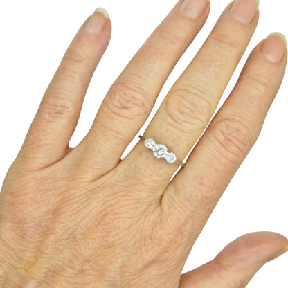 Antique Platinum & 18ct white gold natural diamond three stone trilogy ring 0.60ct c1920's