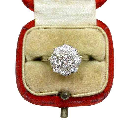 RESERVED* Vintage Platinum natural diamond cluster engagement ring 0.80 carat