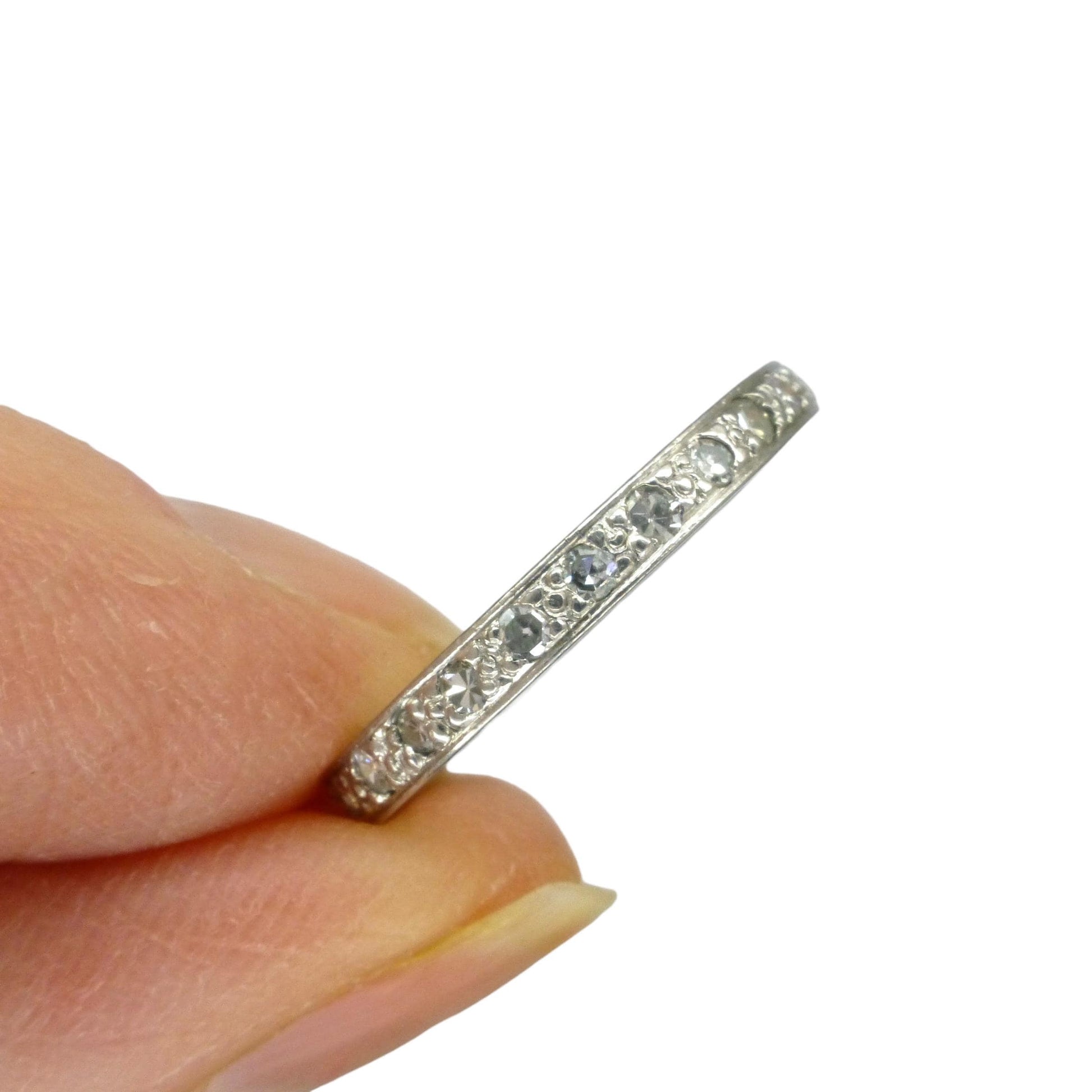 Art Deco Platinum Diamond Eternity Ring - Wedding Band 1920s, Size L 1/2
