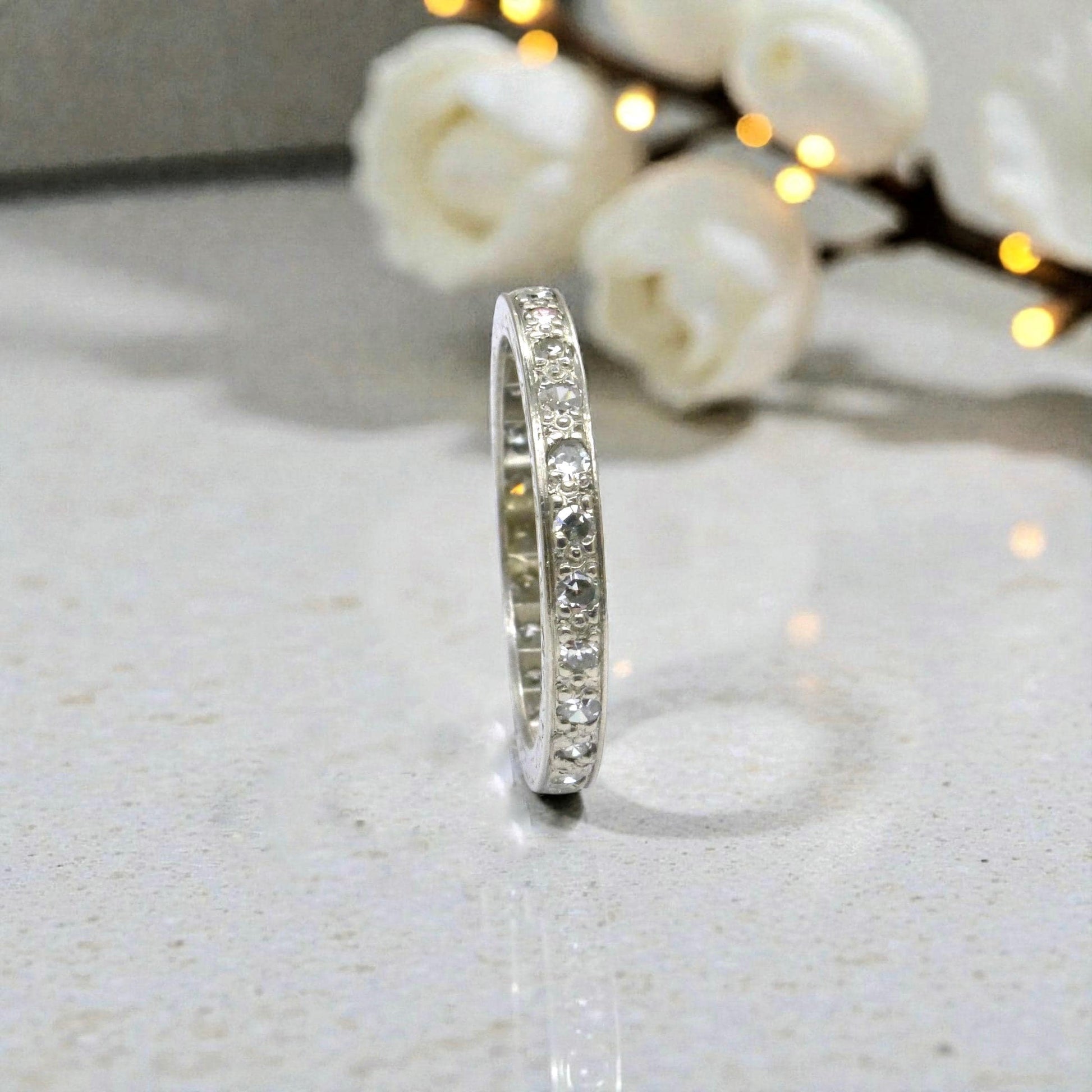 Art Deco Platinum Diamond Eternity Ring - Wedding Band 1920s, Size L 1/2