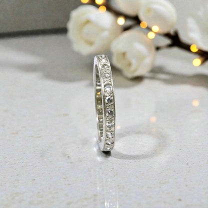 Art Deco Platinum Diamond Eternity Ring - Wedding Band 1920s, Size L 1/2