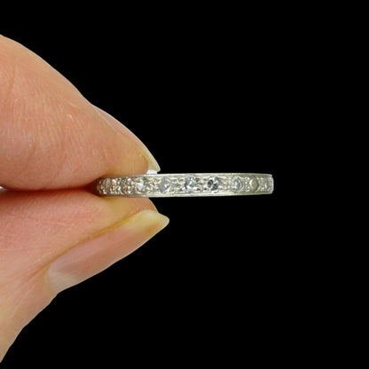 Art Deco Platinum Diamond Eternity Ring - Wedding Band 1920s, Size L 1/2