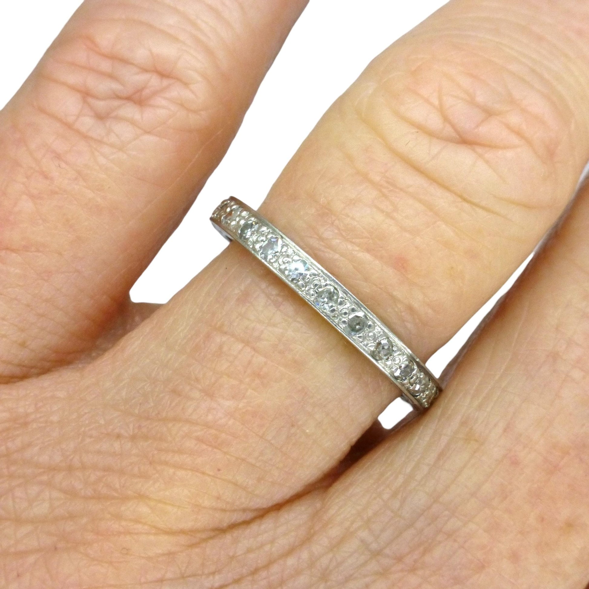 Art Deco Platinum Diamond Eternity Ring - Wedding Band 1920s, Size L 1/2