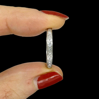 Antique Art Deco Platinum Diamond Eternity Ring - Wedding Band 1920s, Size L 1/2