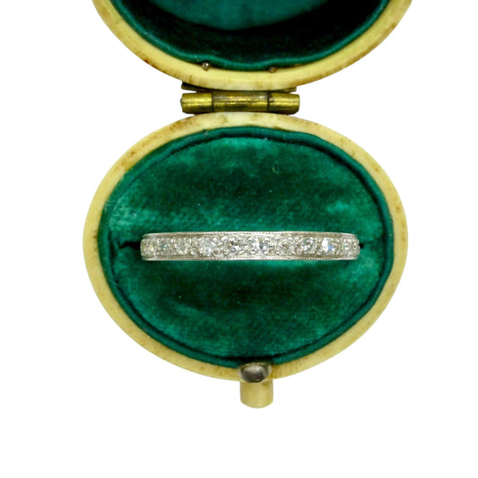 Antique Art Deco Platinum Diamond Eternity Ring - Wedding Band 1920s, Size L 1/2