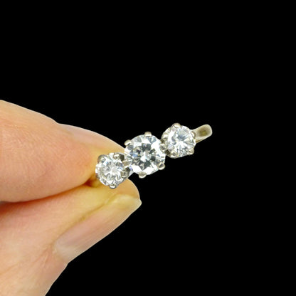Vintage 18ct natural diamond three stone trilogy ring 1.00ct c1970's