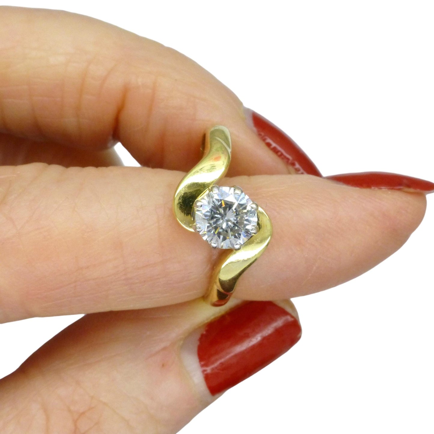 Vintage 18ct gold brilliant cut natural diamond solitaire ring 0.70ct + Independent Valuation report