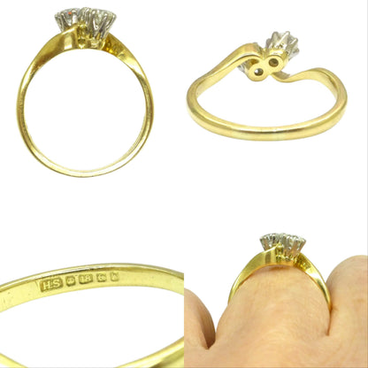 Vintage 18ct Toi et Moi two stone natural diamond ring 0.40ct