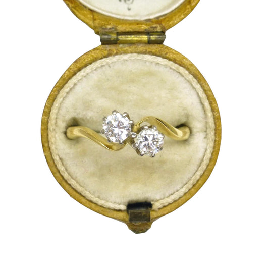 Vintage 18ct Toi et Moi two stone natural diamond ring 0.40ct