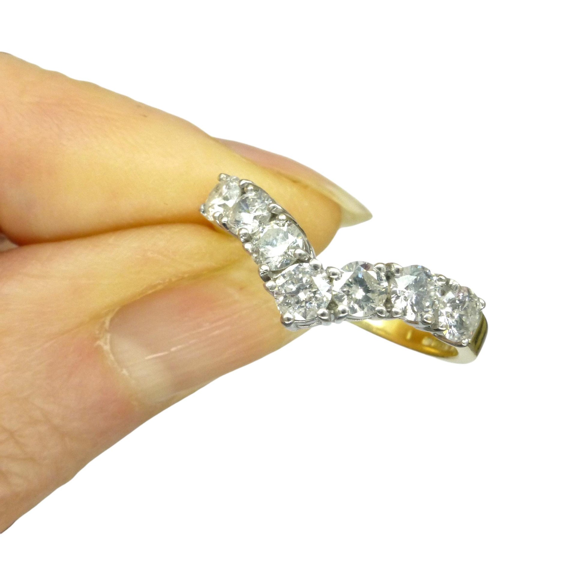 Vintage 18ct natural diamond wishbone -chevron eternity wedding ring 1.00ct