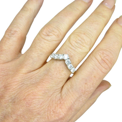 Vintage 18ct natural diamond wishbone -chevron eternity wedding ring 1.00ct