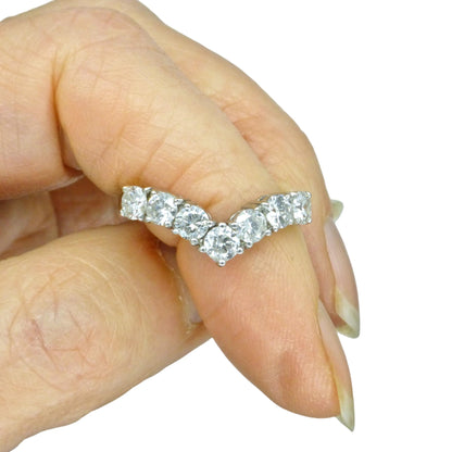 Vintage 18ct natural diamond wishbone -chevron eternity wedding ring 1.00ct