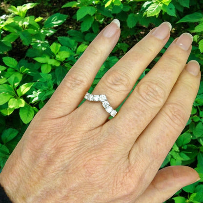 Vintage 18ct natural diamond wishbone -chevron eternity wedding ring 1.00ct