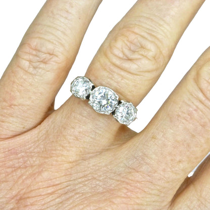 Vintage 18ct natural diamond three stone trilogy ring 1.25ct.