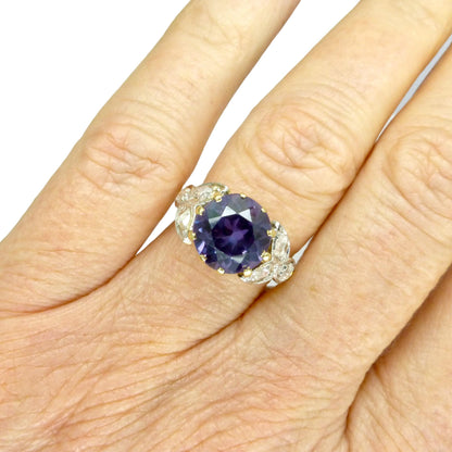 Vintage gold diamond & Synthetic Sapphire/Alexandrite dress ring c1960's