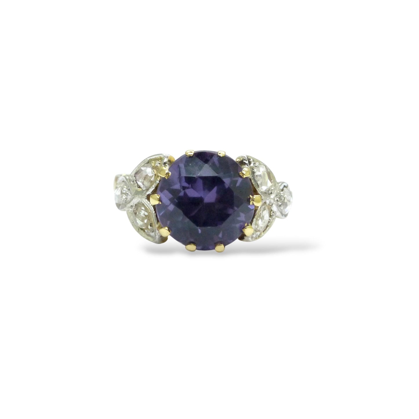 Vintage gold diamond & Synthetic Sapphire/Alexandrite dress ring c1960's