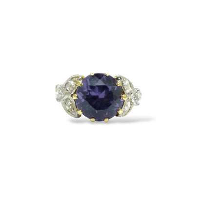 Vintage gold diamond & Synthetic Sapphire/Alexandrite dress ring c1960's