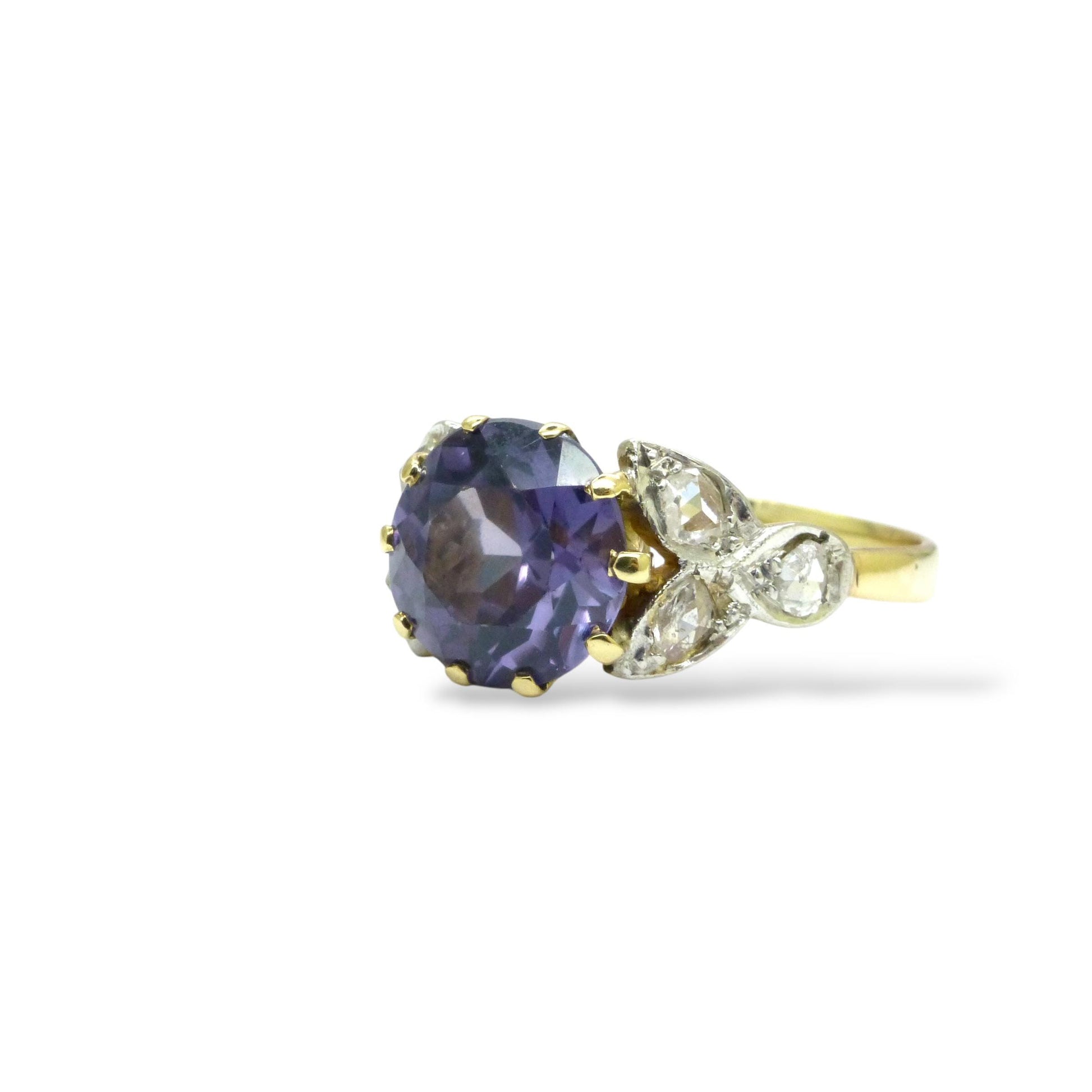 Vintage gold diamond & Synthetic Sapphire/Alexandrite dress ring c1960's