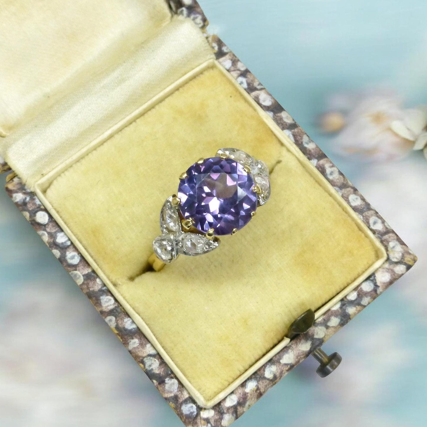 Vintage gold diamond & Synthetic Sapphire/Alexandrite dress ring c1960's