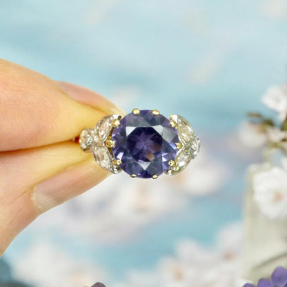 Vintage gold diamond & Synthetic Sapphire/Alexandrite dress ring c1960's