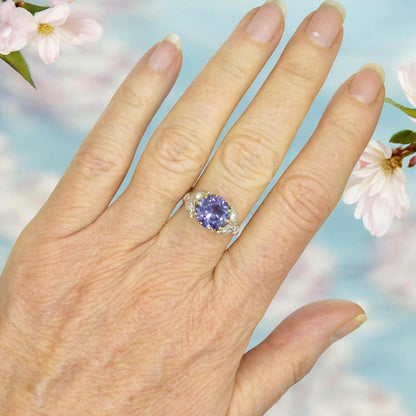 Vintage gold diamond & Synthetic Sapphire/Alexandrite dress ring c1960's
