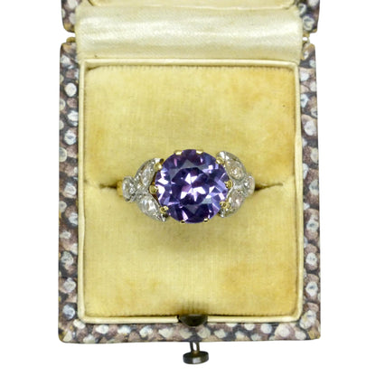 Vintage gold diamond & Synthetic Sapphire/Alexandrite dress ring c1960's