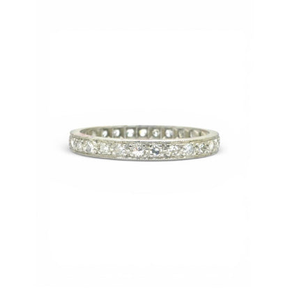 Antique Art Deco Platinum Diamond Eternity Ring - Wedding Band 1920s, Size L 1/2