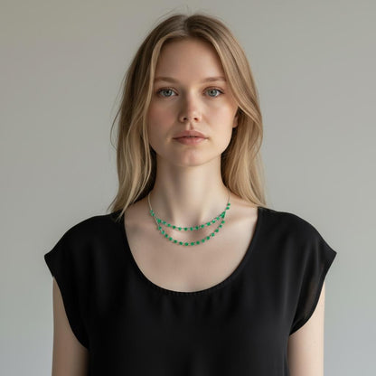 Art Deco green glass two row rivière necklace c1920's