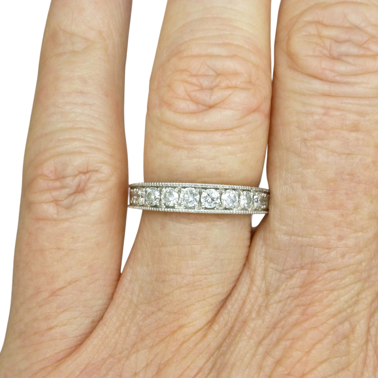 Vintage Platinum natural Diamond pave set half eternity wedding ring 0.50ct