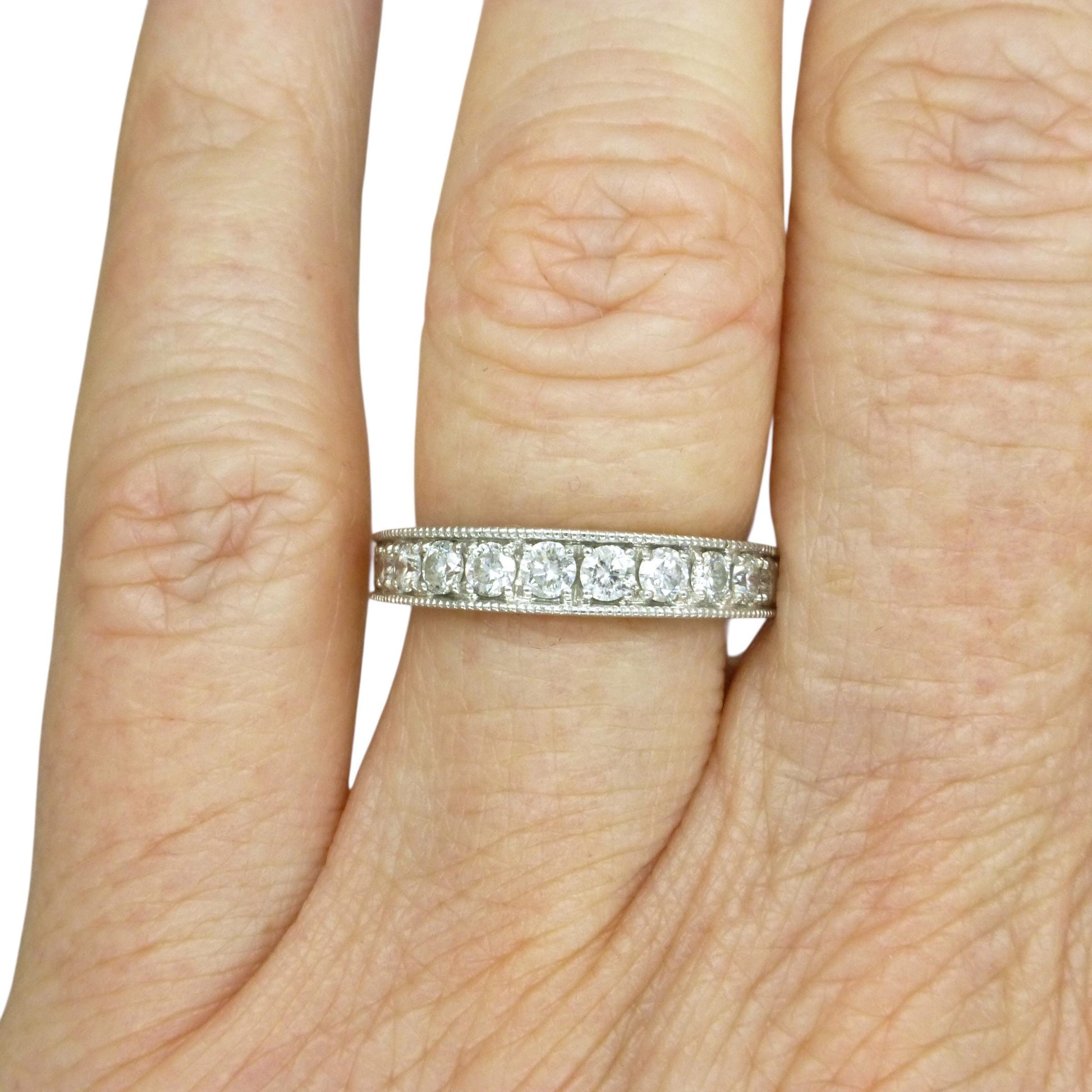 Vintage Platinum natural Diamond pave set half eternity wedding ring 0.50ct