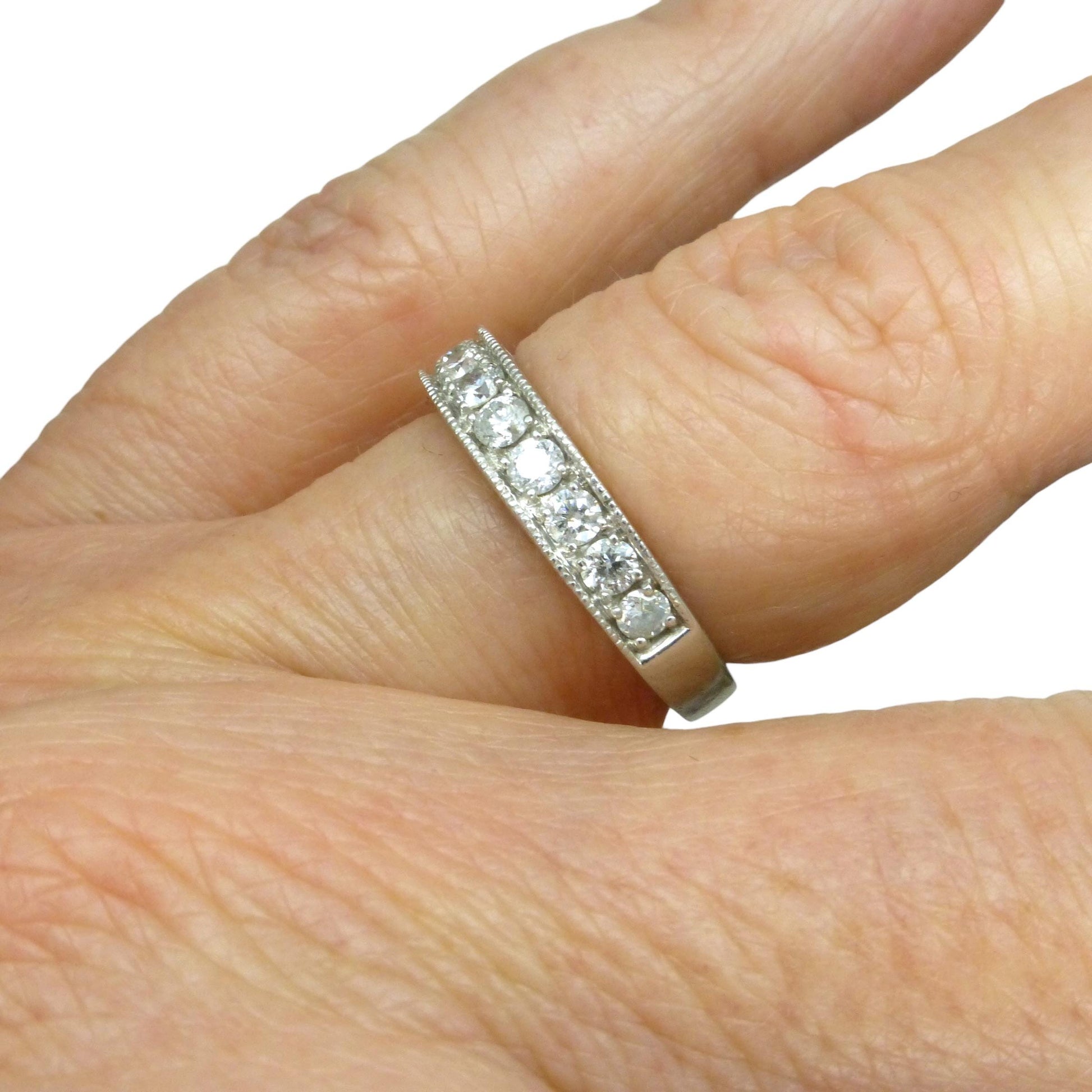 Vintage Platinum natural Diamond pave set half eternity wedding ring 0.50ct