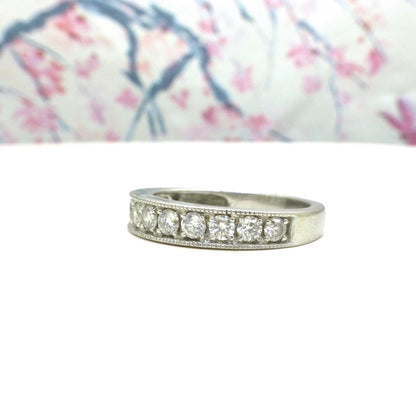 Vintage Platinum natural Diamond pave set half eternity wedding ring 0.50ct