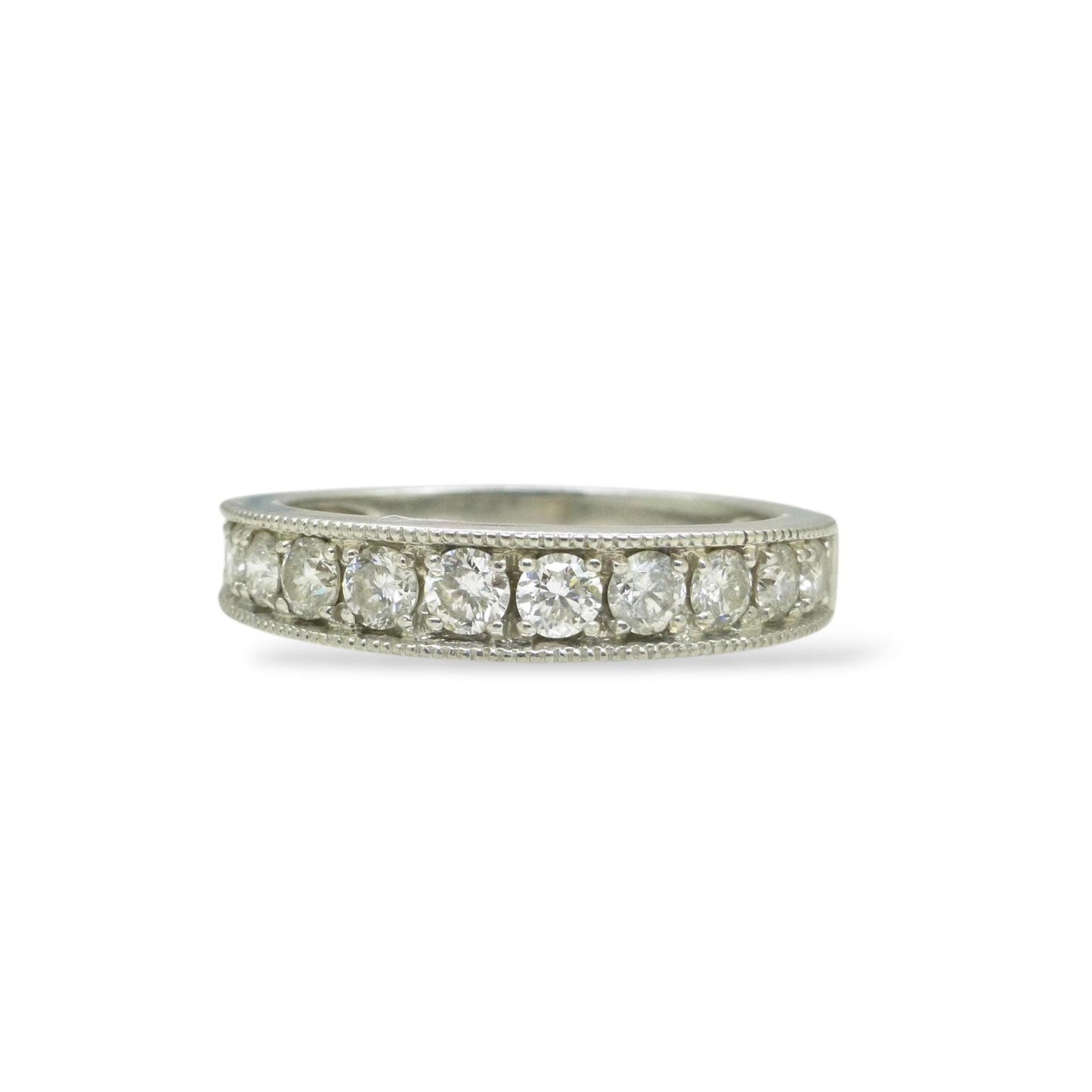 Vintage Platinum natural Diamond pave set half eternity wedding ring 0.50ct