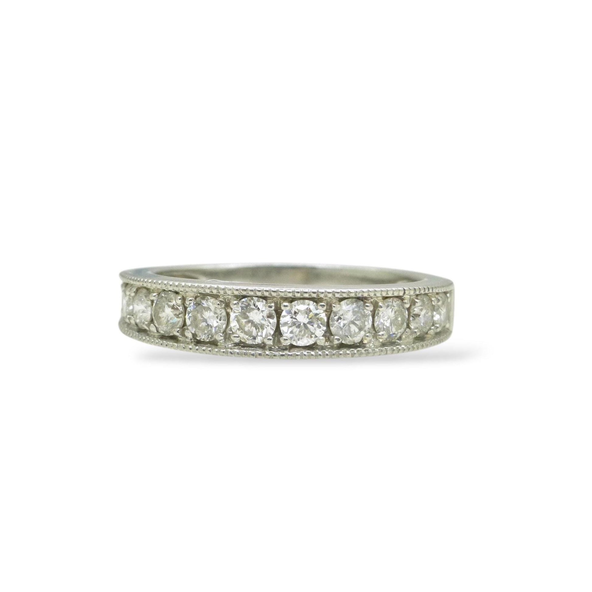 Vintage Platinum natural Diamond pave set half eternity wedding ring 0.50ct