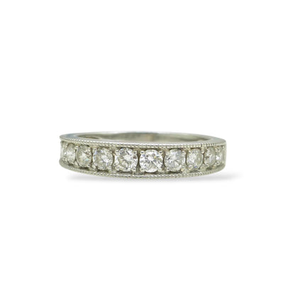 Vintage Platinum natural Diamond pave set half eternity wedding ring 0.50ct