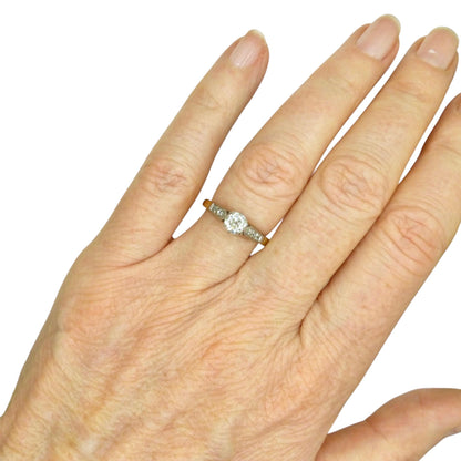 Antique 18ct old mine cut diamond solitaire engagement ring 0.40ct 1910's