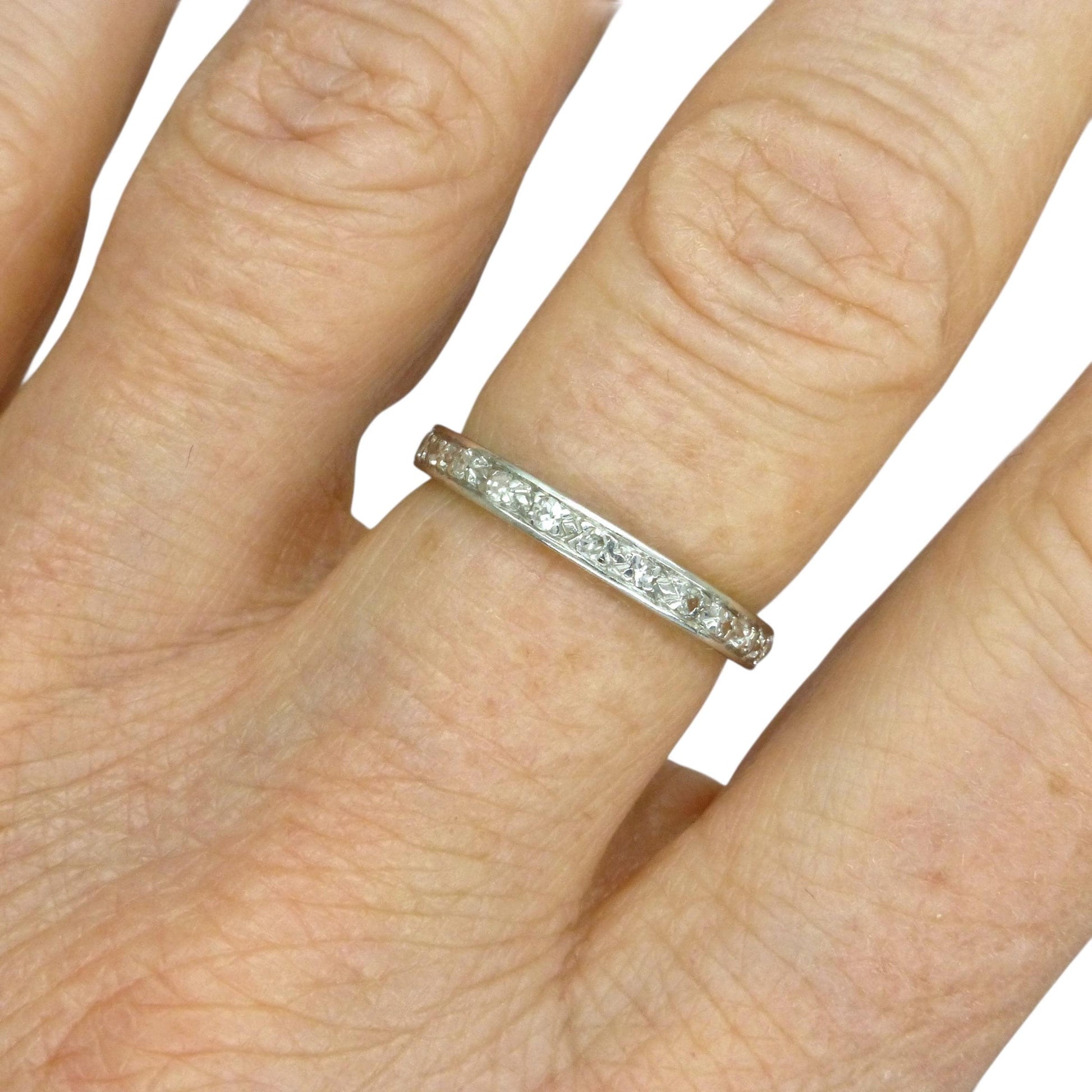 Art Deco Platinum Diamond full hoop Eternity Ring - Wedding Band 1920s, Size N
