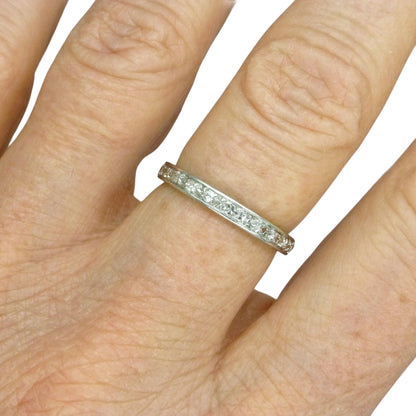 Art Deco Platinum Diamond full hoop Eternity Ring - Wedding Band 1920s, Size N