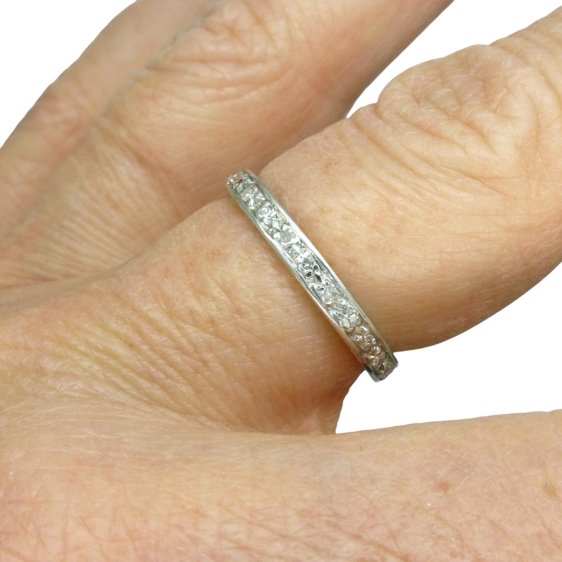 Art Deco Platinum Diamond full hoop Eternity Ring - Wedding Band 1920s, Size N