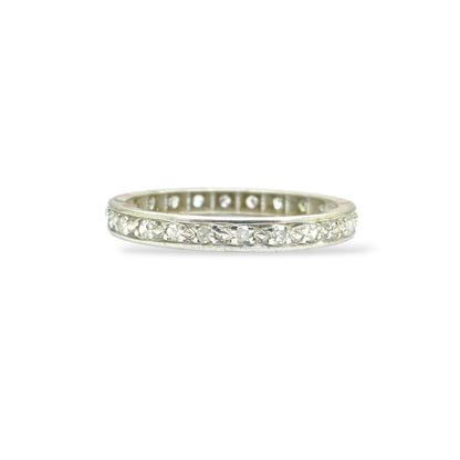 Art Deco Platinum Diamond full hoop Eternity Ring - Wedding Band 1920s, Size N