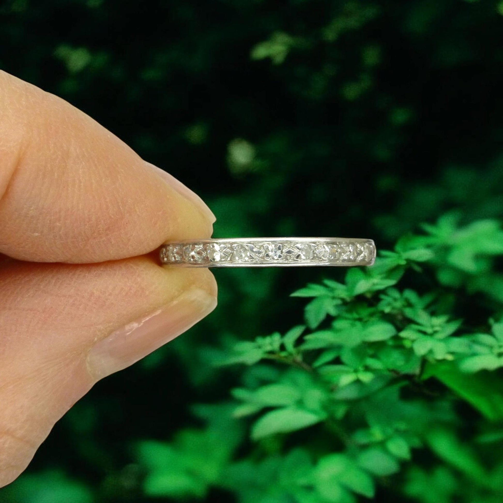 Art Deco Platinum Diamond full hoop Eternity Ring - Wedding Band 1920s, Size N