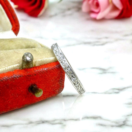 Art Deco Platinum Diamond full hoop Eternity Ring - Wedding Band 1920s, Size N