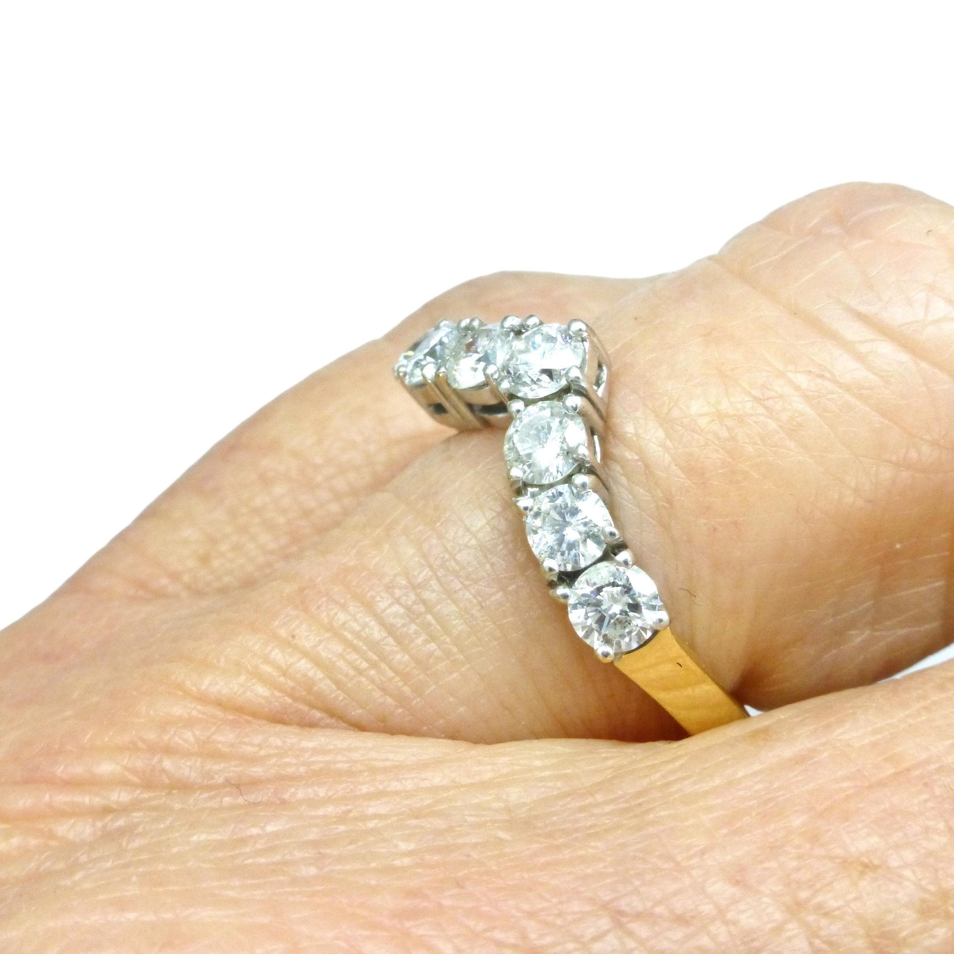 Vintage 18ct natural diamond wishbone -chevron eternity wedding ring 1.00ct
