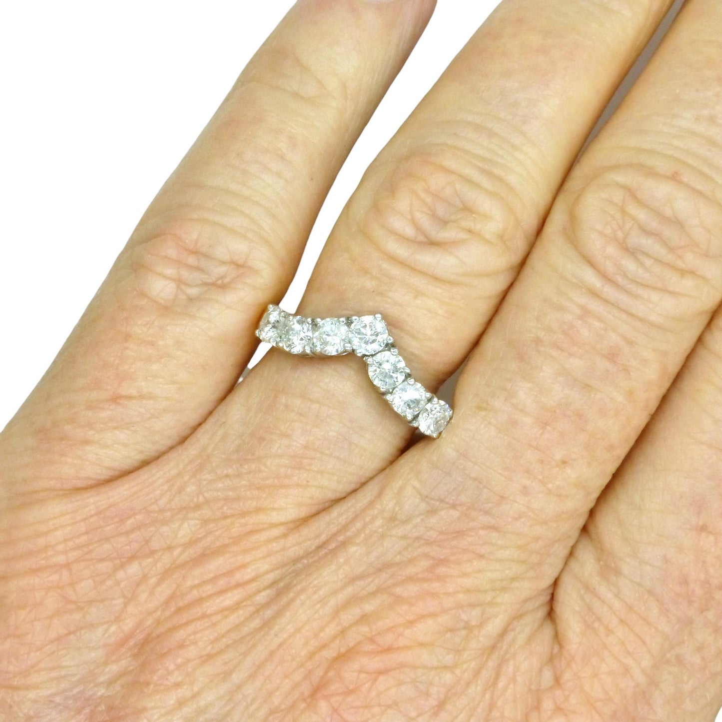 Vintage 18ct natural diamond wishbone -chevron eternity wedding ring 1.00ct