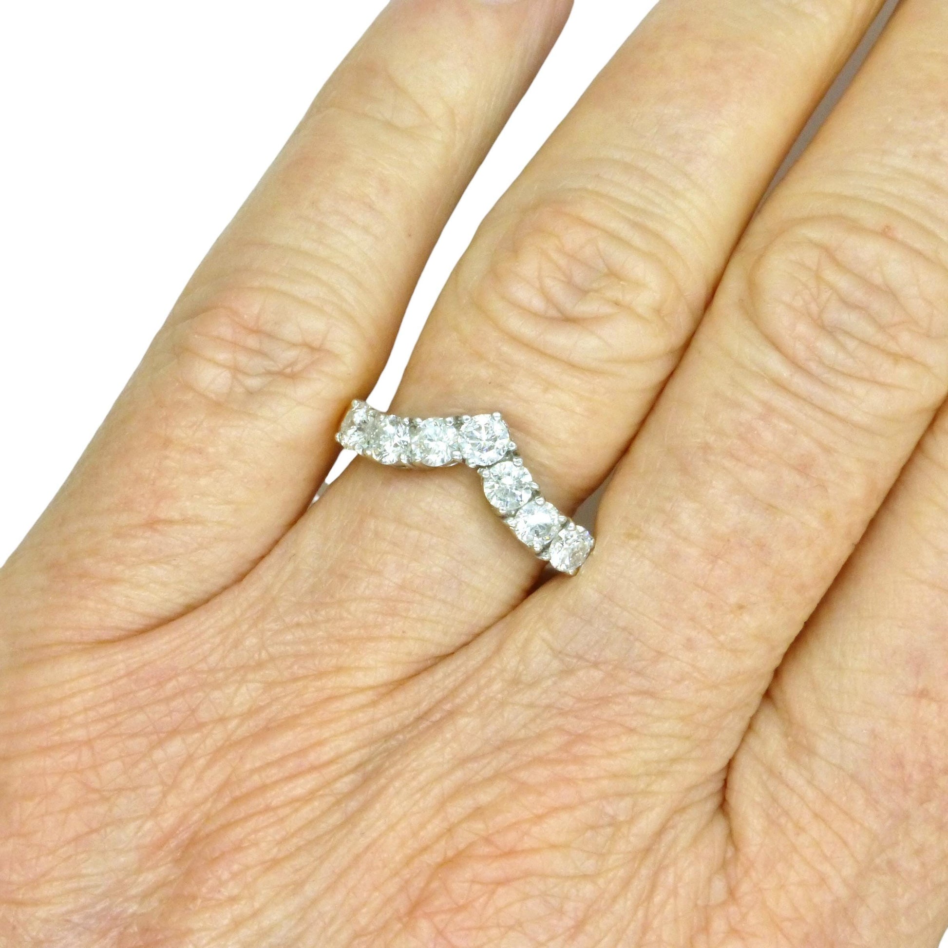 Vintage 18ct natural diamond wishbone -chevron eternity wedding ring 1.00ct