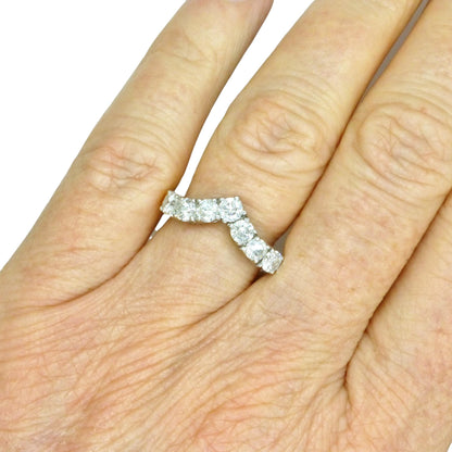 Vintage 18ct natural diamond wishbone -chevron eternity wedding ring 1.00ct