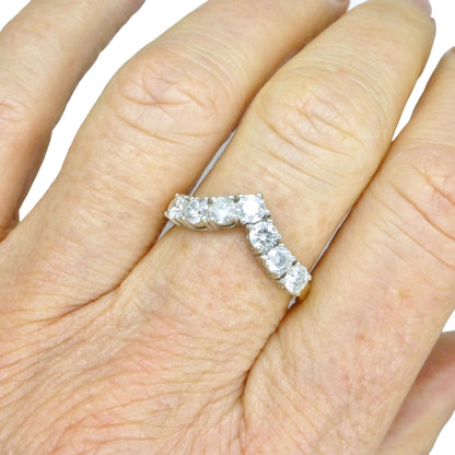 Vintage 18ct natural diamond wishbone -chevron eternity wedding ring 1.00ct